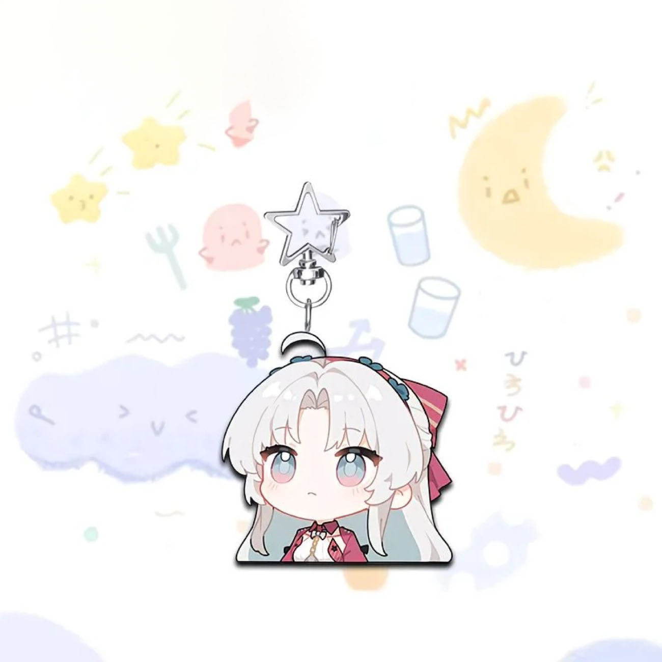 Carlotta Wuthering WuWa Waves Star-shaped button keychain Merch - 5cm Double-Sided Acrylic Keychain - High-Definition Printing