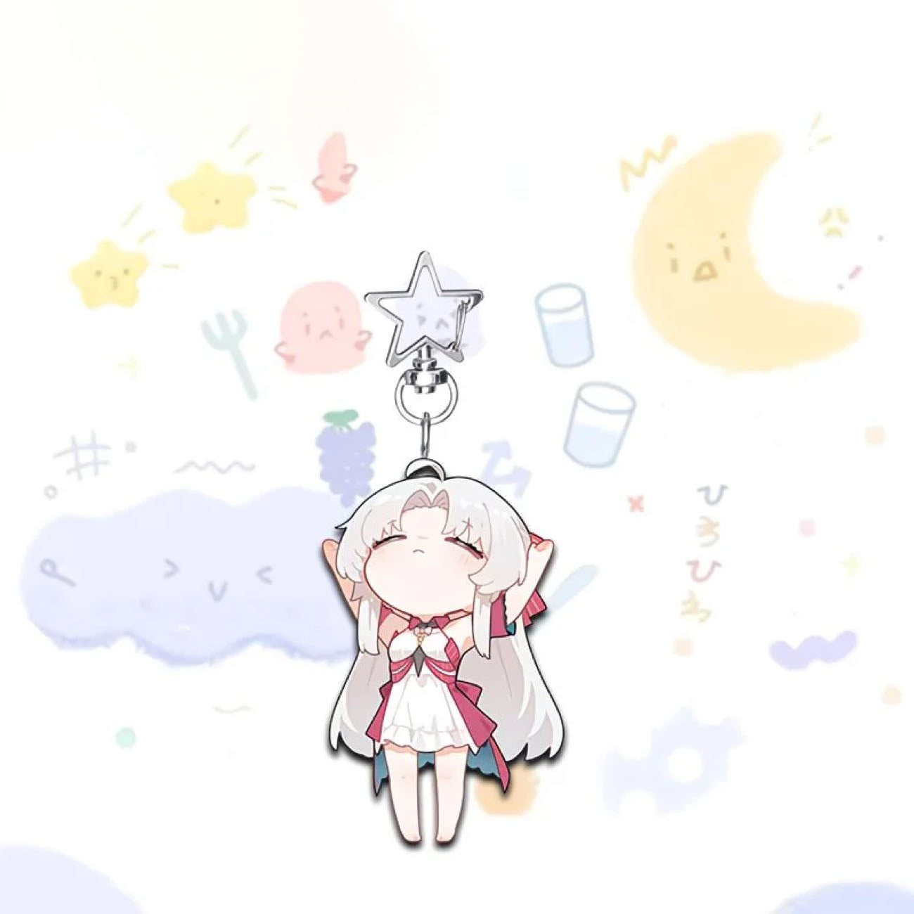 Carlotta Wuthering WuWa Waves Star-shaped button keychain Merch - 5cm Double-Sided Acrylic Keychain - High-Definition Printing