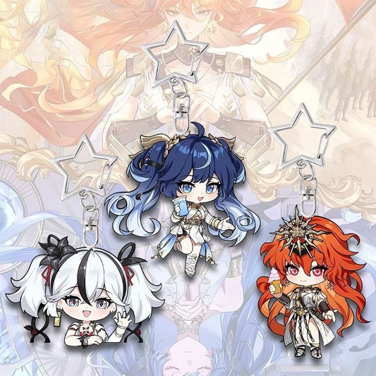 Camellya Augusta Luno Wuthering WuWa Waves Star-shaped button keychain Merch - 5cm Double-Sided Acrylic Keychain - High-Definition Printing