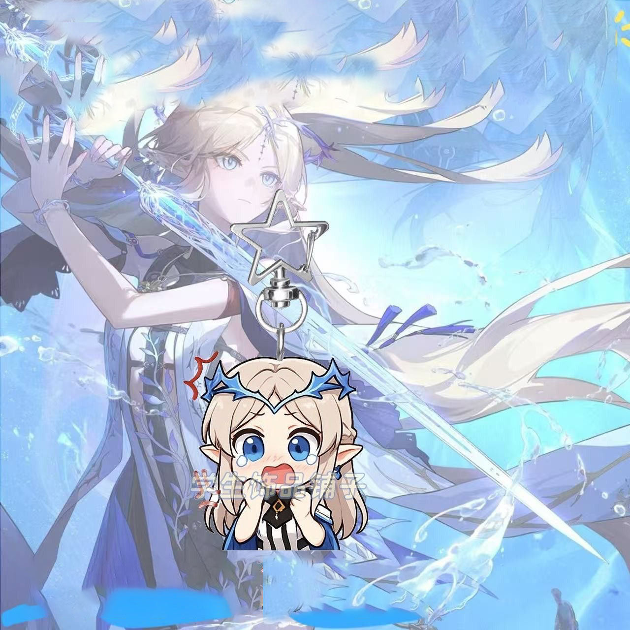 Cartethyia Wuthering WuWa Waves Star-shaped button keychain Merch - 5cm Double-Sided Acrylic Keychain - High-Definition Printing