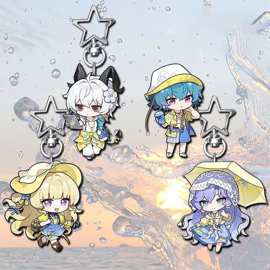 Zani Brant Phoebe Cantarella Wuthering WuWa Waves Star-shaped button keychain Merch - 5cm Double-Sided Acrylic Keychain - High-Definition Printing