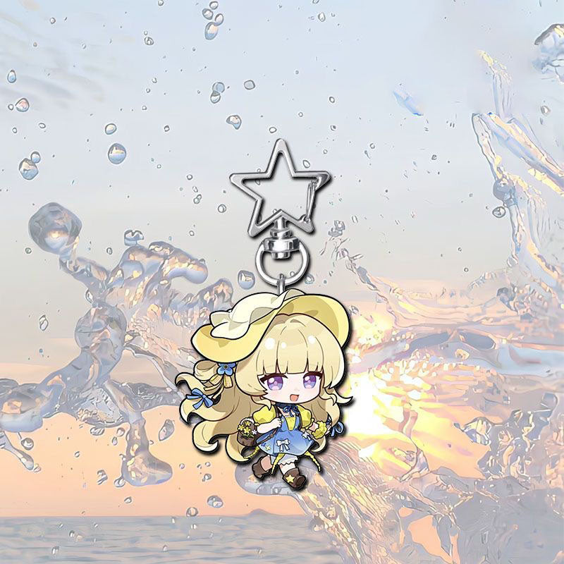 Zani Brant Phoebe Cantarella Wuthering WuWa Waves Star-shaped button keychain Merch - 5cm Double-Sided Acrylic Keychain - High-Definition Printing