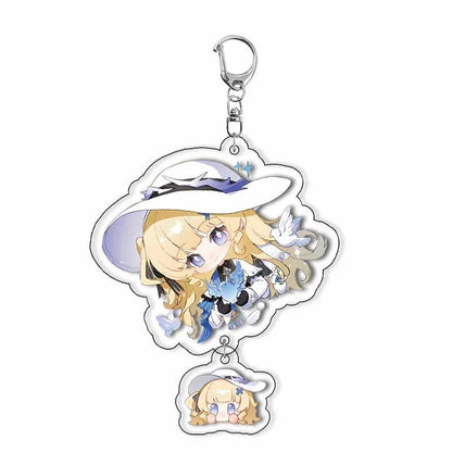 Galbrena Qiuyuan Chisa Lynae&nbsp Wuthering WuWa Waves Star-shaped button keychain Merch - 5cm Double-Sided Acrylic Keychain - High-Definition Printing