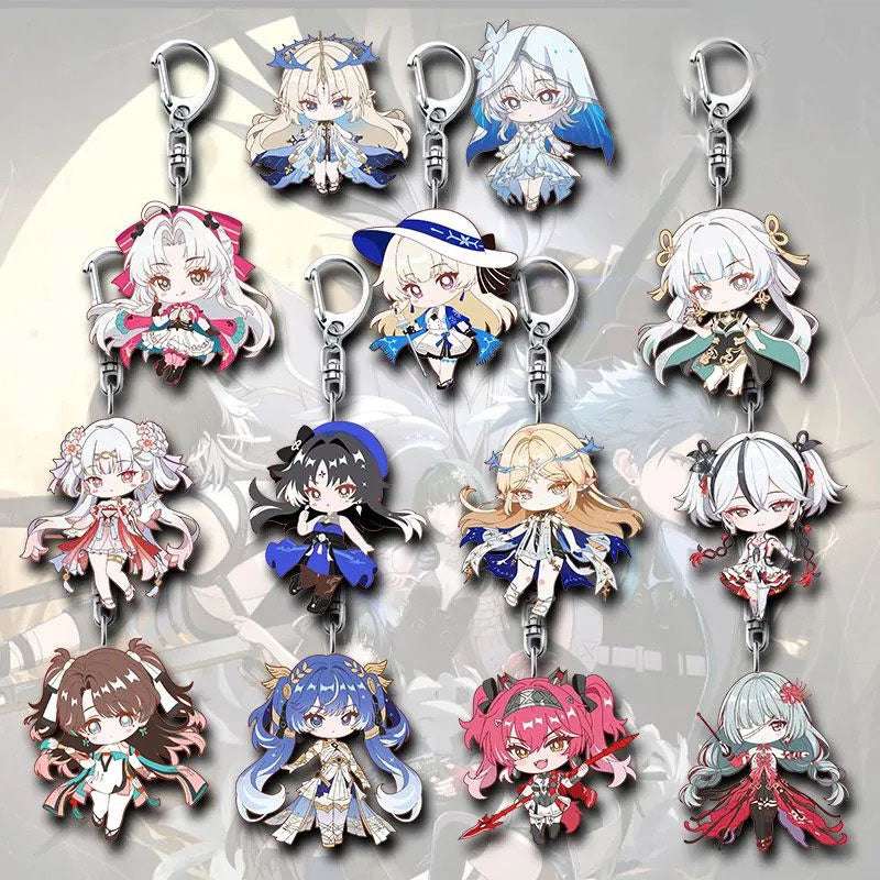 Shorekeeper Camellya Wuthering WuWa Waves Star-shaped button keychain Merch - 5cm Double-Sided Acrylic Keychain - High-Definition Printing