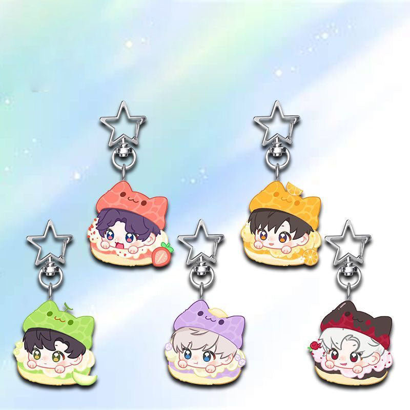 Zayne Caleb Love Deepspace Star-shaped button keychain Merch - 5cm Double-Sided Acrylic Keychain - Zayne, Xavier, Rafayel, Sylus,Caleb