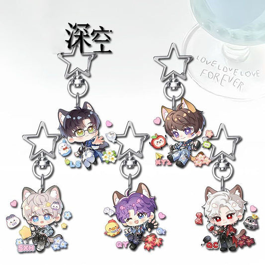 Xavier Caleb Love Deepspace Star-shaped button keychain Merch - 5cm Double-Sided Acrylic Keychain - Zayne, Xavier, Rafayel, Sylus,Caleb
