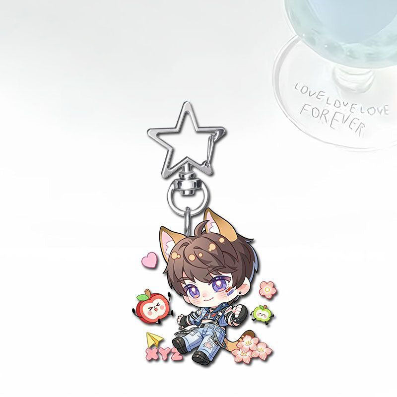 Xavier Caleb Love Deepspace Star-shaped button keychain Merch - 5cm Double-Sided Acrylic Keychain - Zayne, Xavier, Rafayel, Sylus,Caleb