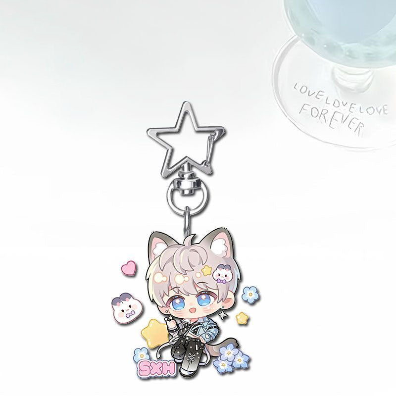 Xavier Caleb Love Deepspace Star-shaped button keychain Merch - 5cm Double-Sided Acrylic Keychain - Zayne, Xavier, Rafayel, Sylus,Caleb
