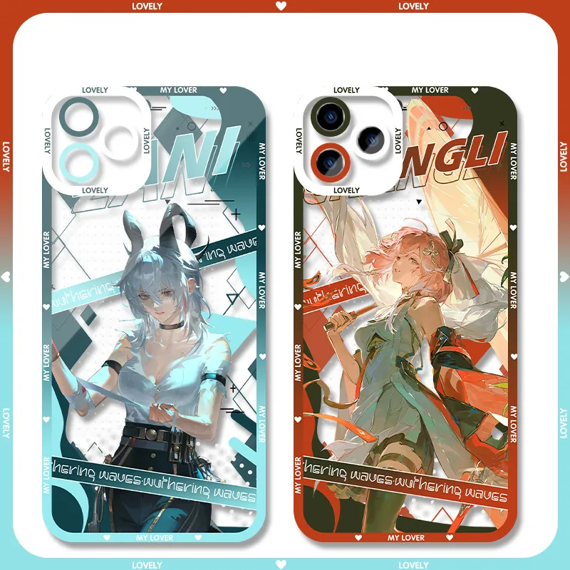 Rover Phrolova Augusta Wuthering WuWa Waves Phone Case  - Transparent Silicone Full Camera Protection All Round Defense Non Slip Cover - Zllada