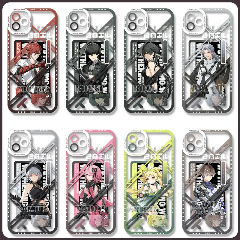 Luno Galbrena Qiuyuan Wuthering WuWa Waves Phone Case  - Transparent Silicone Full Camera Protection All Round Defense Non Slip Cover - Zllada