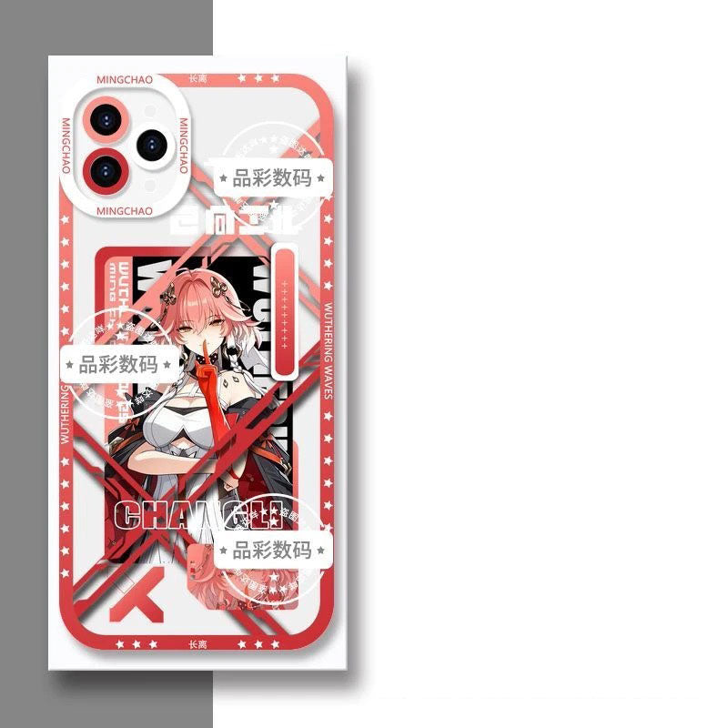 Luno Galbrena Qiuyuan Wuthering WuWa Waves Phone Case  - Transparent Silicone Full Camera Protection All Round Defense Non Slip Cover - Zllada