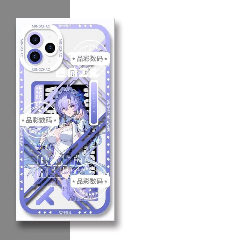 Luno Galbrena Qiuyuan Wuthering WuWa Waves Phone Case  - Transparent Silicone Full Camera Protection All Round Defense Non Slip Cover - Zllada