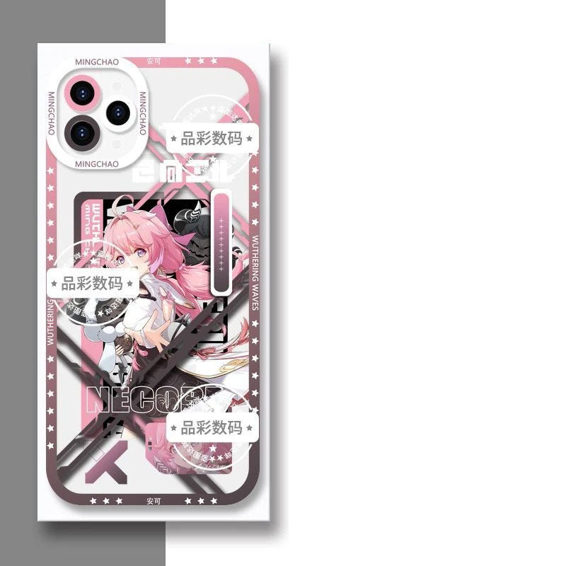 Luno Galbrena Qiuyuan Wuthering WuWa Waves Phone Case  - Transparent Silicone Full Camera Protection All Round Defense Non Slip Cover - Zllada