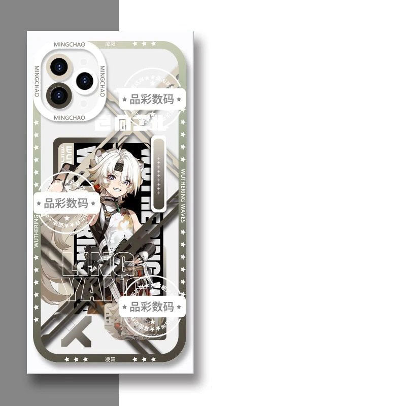 Luno Galbrena Qiuyuan Wuthering WuWa Waves Phone Case  - Transparent Silicone Full Camera Protection All Round Defense Non Slip Cover - Zllada