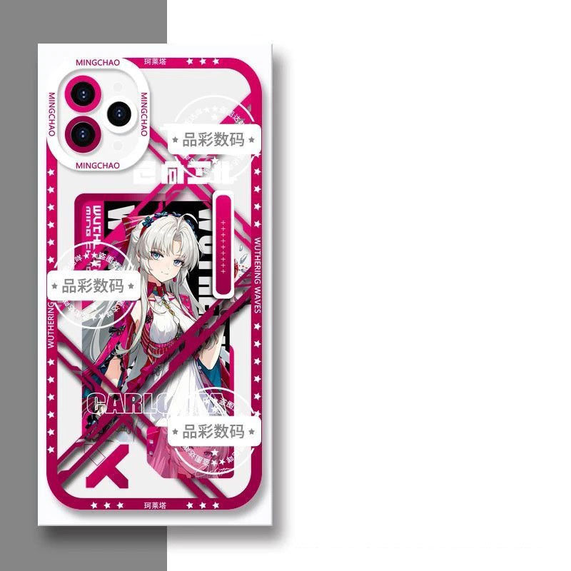 Luno Galbrena Qiuyuan Wuthering WuWa Waves Phone Case  - Transparent Silicone Full Camera Protection All Round Defense Non Slip Cover - Zllada