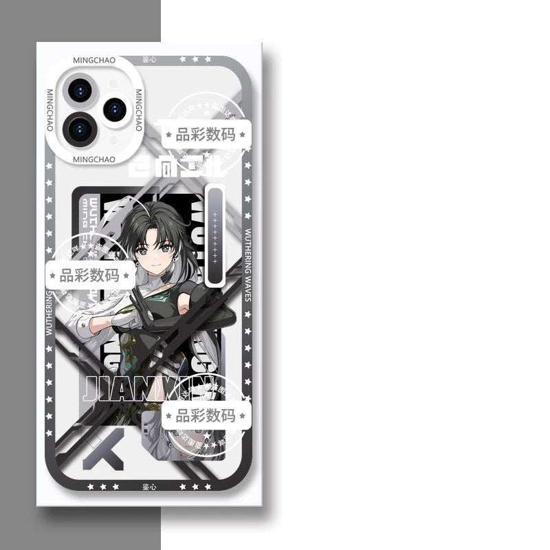 Luno Galbrena Qiuyuan Wuthering WuWa Waves Phone Case  - Transparent Silicone Full Camera Protection All Round Defense Non Slip Cover - Zllada