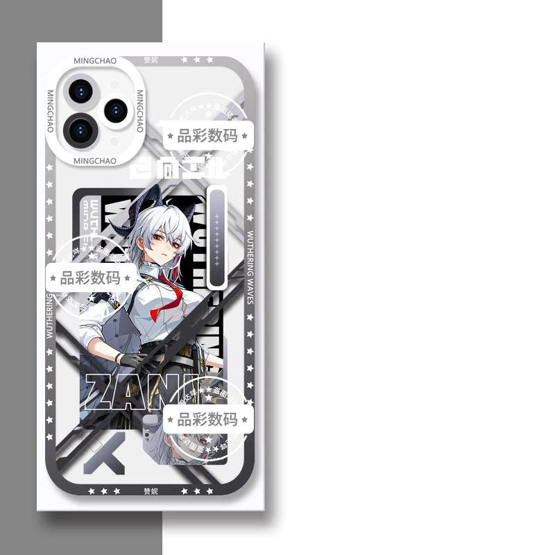 Luno Galbrena Qiuyuan Wuthering WuWa Waves Phone Case  - Transparent Silicone Full Camera Protection All Round Defense Non Slip Cover - Zllada