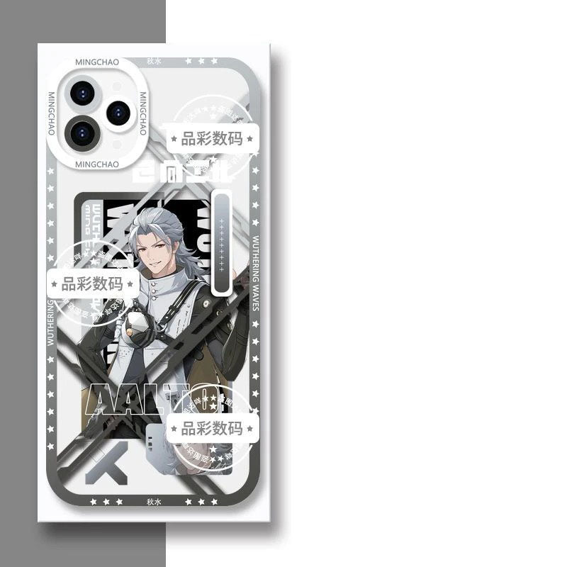 Luno Galbrena Qiuyuan Wuthering WuWa Waves Phone Case  - Transparent Silicone Full Camera Protection All Round Defense Non Slip Cover - Zllada