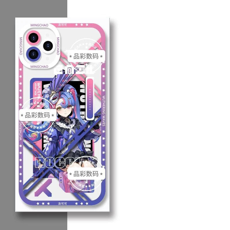 Luno Galbrena Qiuyuan Wuthering WuWa Waves Phone Case  - Transparent Silicone Full Camera Protection All Round Defense Non Slip Cover - Zllada