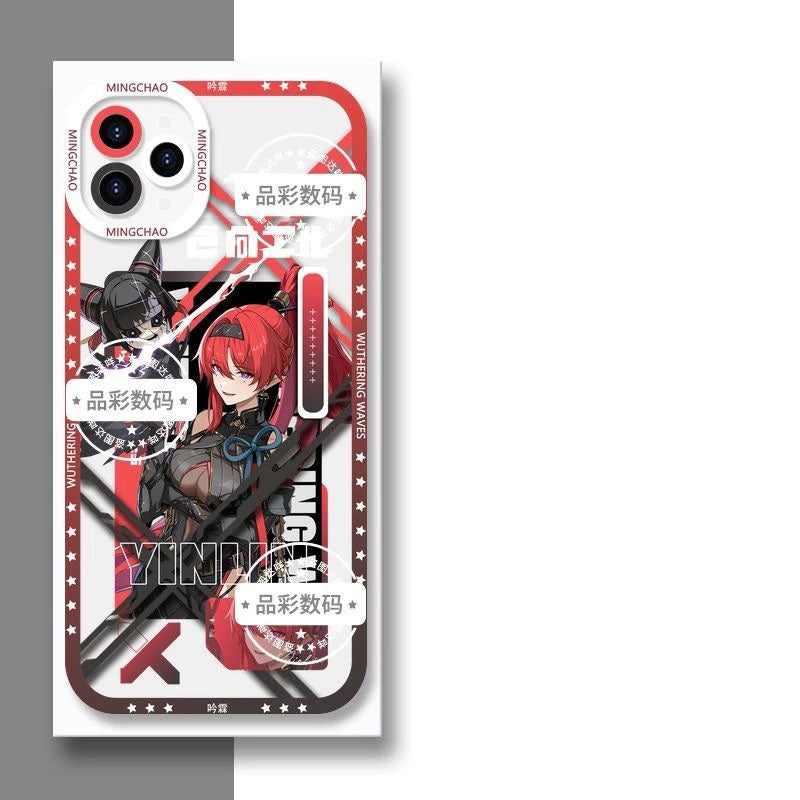 Luno Galbrena Qiuyuan Wuthering WuWa Waves Phone Case  - Transparent Silicone Full Camera Protection All Round Defense Non Slip Cover - Zllada