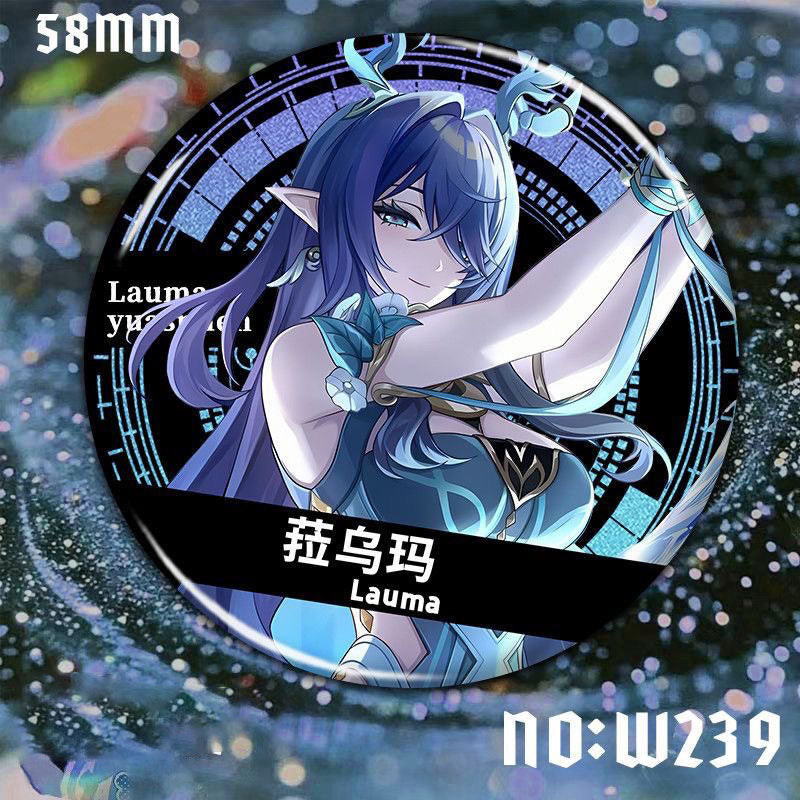 Columbina Lauma Flins Aino Genshin Character Pin Badges - 58mm Refrigerator Magnet Anime Game Merch Gift for Fans and Students - Zllada