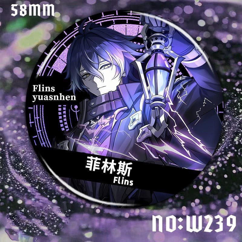Columbina Lauma Flins Aino Genshin Character Pin Badges - 58mm Refrigerator Magnet Anime Game Merch Gift for Fans and Students - Zllada