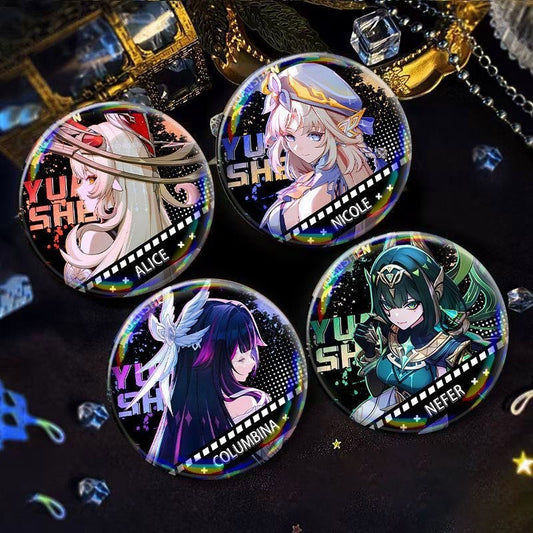 Columbina Nefer Nicole Alice Genshin Character Pin Badges - 58mm Refrigerator Magnet Anime Game Merch Gift for Fans and Students - Zllada