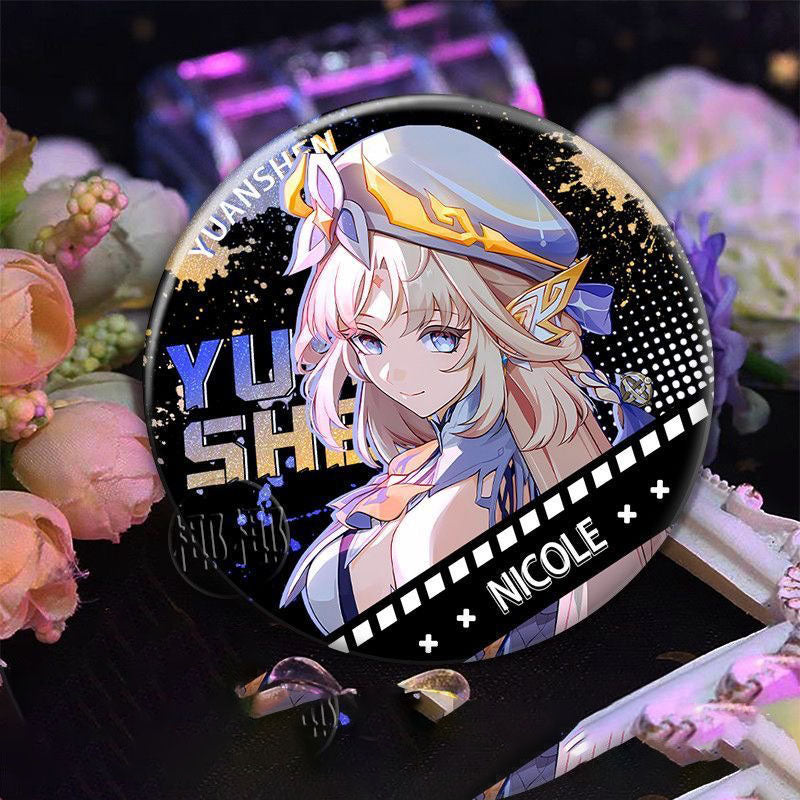 Columbina Nefer Nicole Alice Genshin Character Pin Badges - 58mm Refrigerator Magnet Anime Game Merch Gift for Fans and Students - Zllada