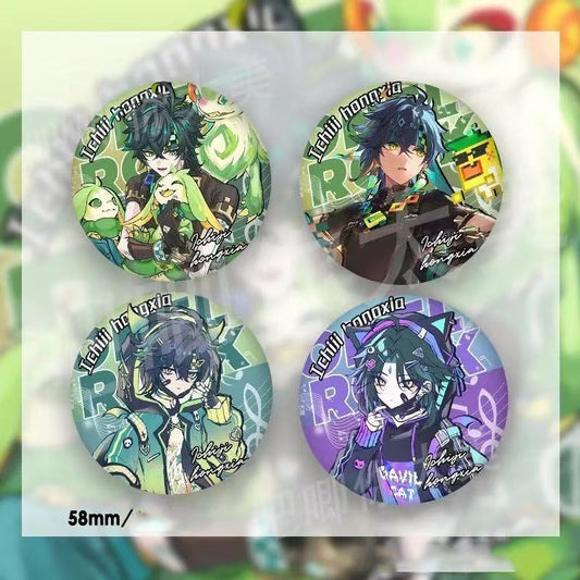 Kinich Xiao Genshin Character Pin Badges - 58mm Refrigerator Magnet Anime Game Merch Gift for Fans and Students - Zllada