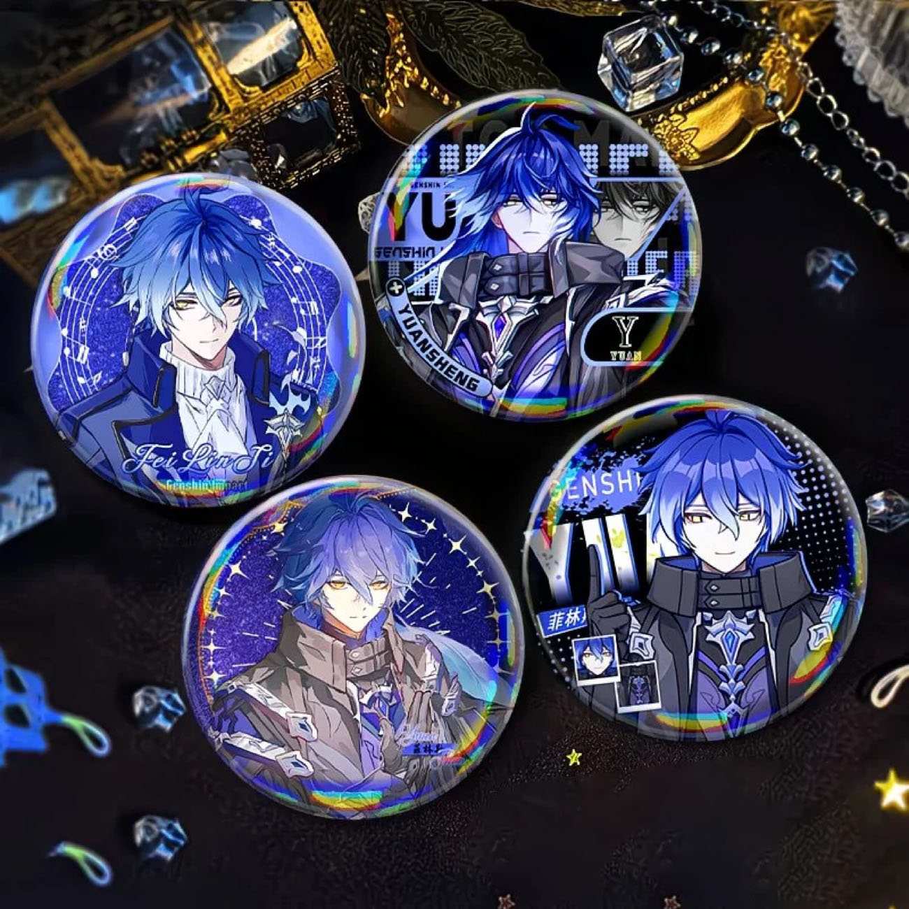 Flins Genshin Character Pin Badges - 58mm Refrigerator Magnet Anime Game Merch Gift for Fans and Students - Zllada