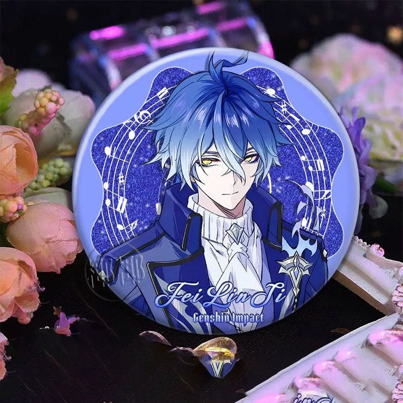Flins Genshin Character Pin Badges - 58mm Refrigerator Magnet Anime Game Merch Gift for Fans and Students - Zllada