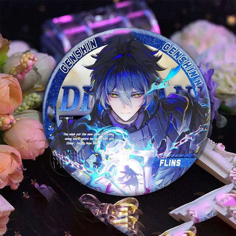 Flins Genshin Character Pin Badges - 58mm Refrigerator Magnet Anime Game Merch Gift for Fans and Students - Zllada