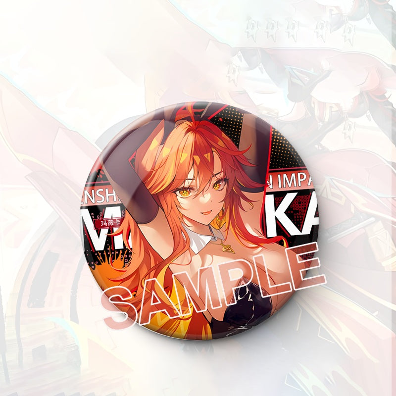 Mavuika Genshin Character Pin Badges - 58mm Refrigerator Magnet Anime Game Merch Gift for Fans and Students - Zllada