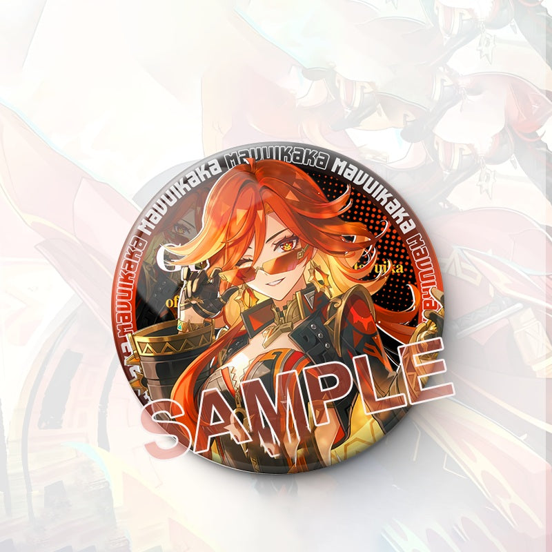 Mavuika Genshin Character Pin Badges - 58mm Refrigerator Magnet Anime Game Merch Gift for Fans and Students - Zllada