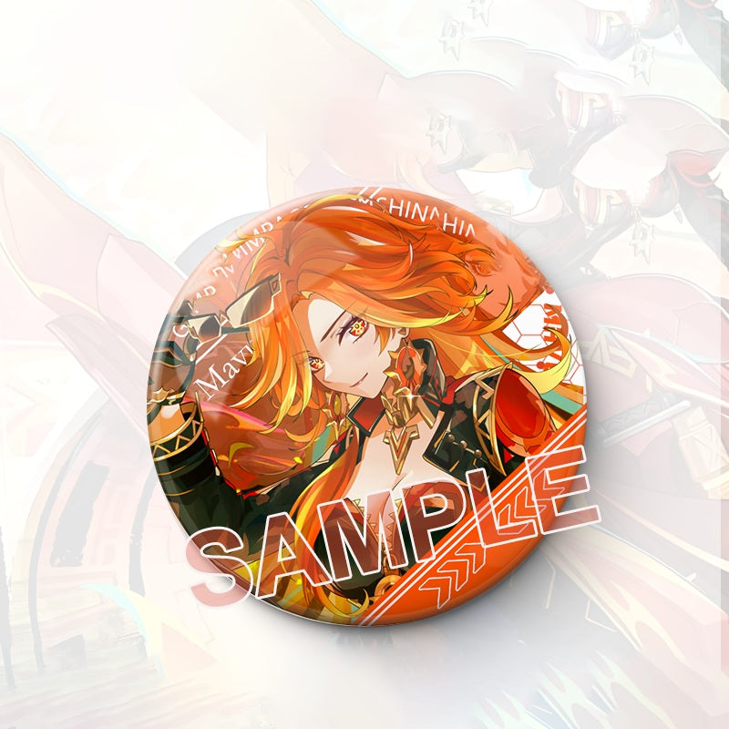 Mavuika Genshin Character Pin Badges - 58mm Refrigerator Magnet Anime Game Merch Gift for Fans and Students - Zllada