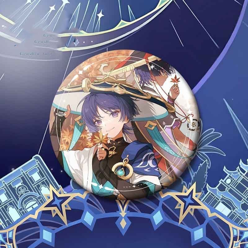 Wanderer Genshin Character Pin Badges - 58mm Refrigerator Magnet Anime Game Merch Gift for Fans and Students - Zllada