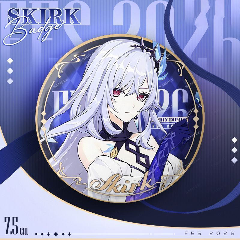 Skirk Arlecchino Tartaglia Wanderer Flins Columbina Genshin Character Pin Badges - 58mm Refrigerator Magnet Anime Game Merch Gift for Fans and Students - Zllada