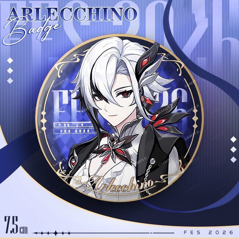 Skirk Arlecchino Tartaglia Wanderer Flins Columbina Genshin Character Pin Badges - 58mm Refrigerator Magnet Anime Game Merch Gift for Fans and Students - Zllada