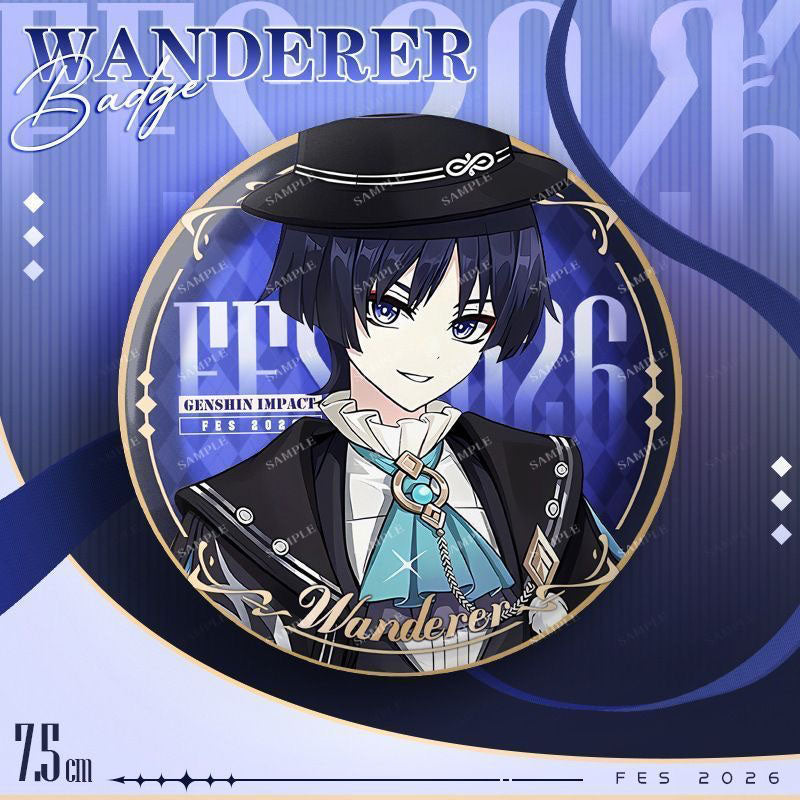 Skirk Arlecchino Tartaglia Wanderer Flins Columbina Genshin Character Pin Badges - 58mm Refrigerator Magnet Anime Game Merch Gift for Fans and Students - Zllada