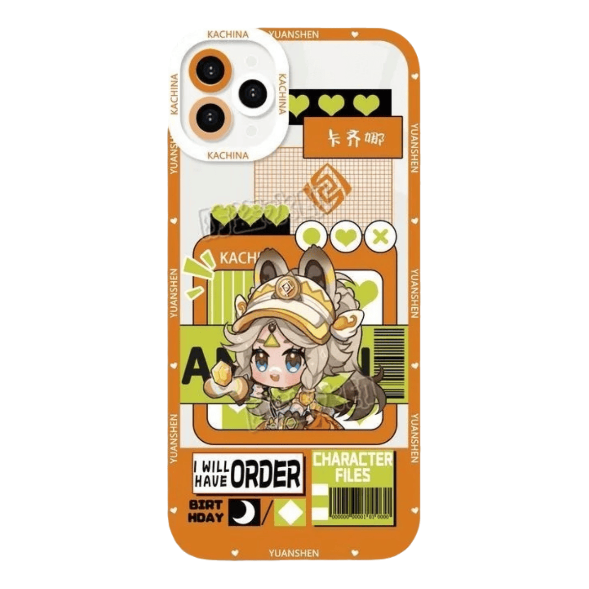 Q Style Genshin Phone Case - Cute Transparent Silicone Full Camera Protection All Round Defense Non Slip Cover - Anime Character Design [Specify Phone Model]