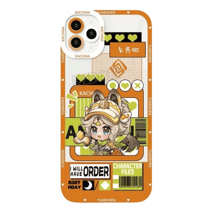 Q Style Genshin Phone Case - Cute Transparent Silicone Full Camera Protection All Round Defense Non Slip Cover - Anime Character Design [Specify Phone Model]