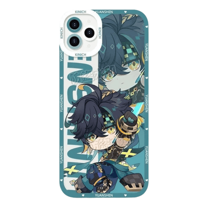 Q Style Genshin Phone Case - Cute Transparent Silicone Full Camera Protection All Round Defense Non Slip Cover - Anime Character Design [Specify Phone Model]