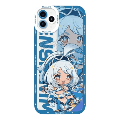 Q Style Genshin Phone Case - Cute Transparent Silicone Full Camera Protection All Round Defense Non Slip Cover - Anime Character Design [Specify Phone Model]