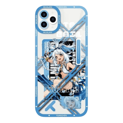 Genshin Phone Case - Cute Transparent Silicone Full Camera Protection All Round Defense Non Slip Cover - Anime Character Design [Specify Fit for iPhone Model]