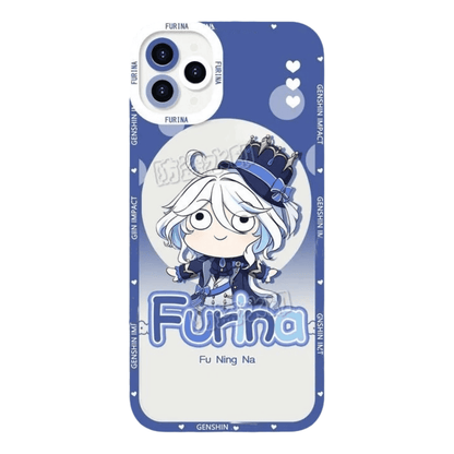 Q Style Genshin Phone Case - Cute Transparent Silicone Full Camera Protection All Round Defense Non Slip Cover - Anime Character Design [Specify Phone Model]