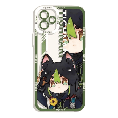 Q Style Genshin Phone Case - Cute Transparent Silicone Full Camera Protection All Round Defense Non Slip Cover - Anime Character Design [Specify Phone Model]