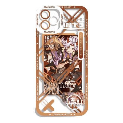 Genshin Phone Case - Cute Transparent Silicone Full Camera Protection All Round Defense Non Slip Cover - Anime Character Design [Specify Fit for iPhone Model]