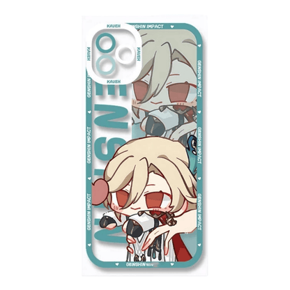 Q Style Genshin Phone Case - Cute Transparent Silicone Full Camera Protection All Round Defense Non Slip Cover - Anime Character Design [Specify Phone Model]