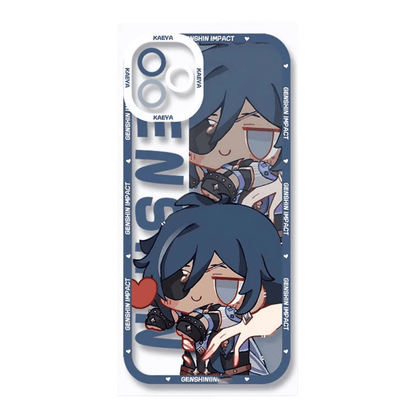 Q Style Genshin Phone Case - Cute Transparent Silicone Full Camera Protection All Round Defense Non Slip Cover - Anime Character Design [Specify Phone Model]
