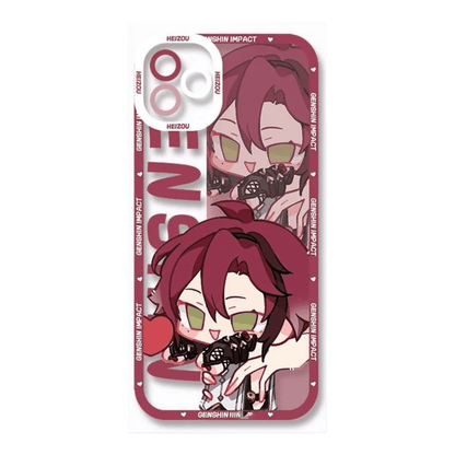 Q Style Genshin Phone Case - Cute Transparent Silicone Full Camera Protection All Round Defense Non Slip Cover - Anime Character Design [Specify Phone Model]